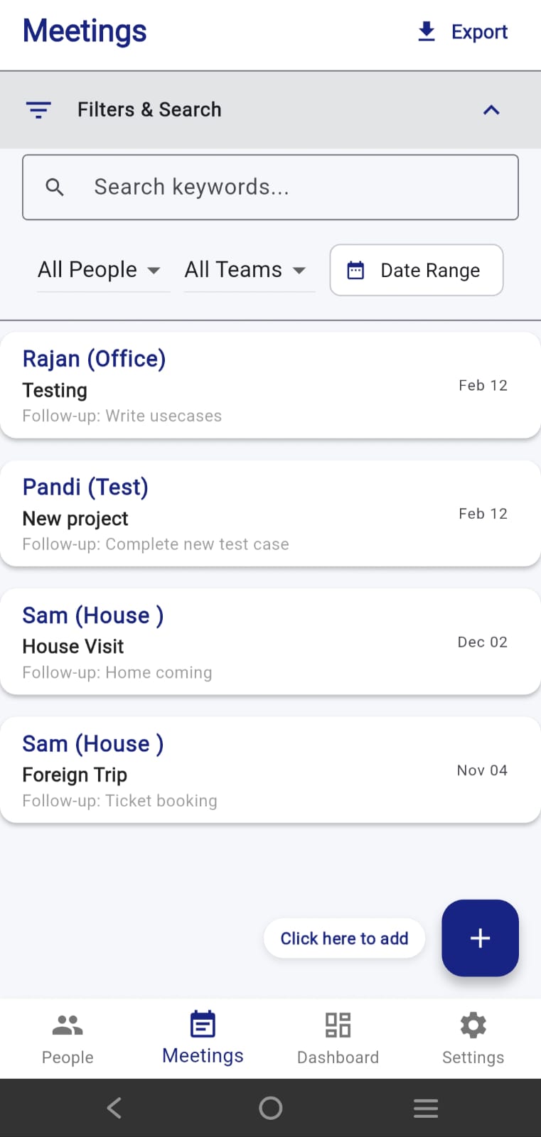 One On One Tracker app screenshot 1